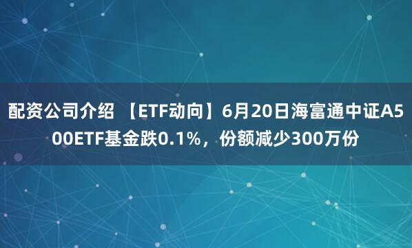 配资公司介绍 【ETF动向】6月20日海富通中证A500ETF基金跌0.1%，份额减少300万份